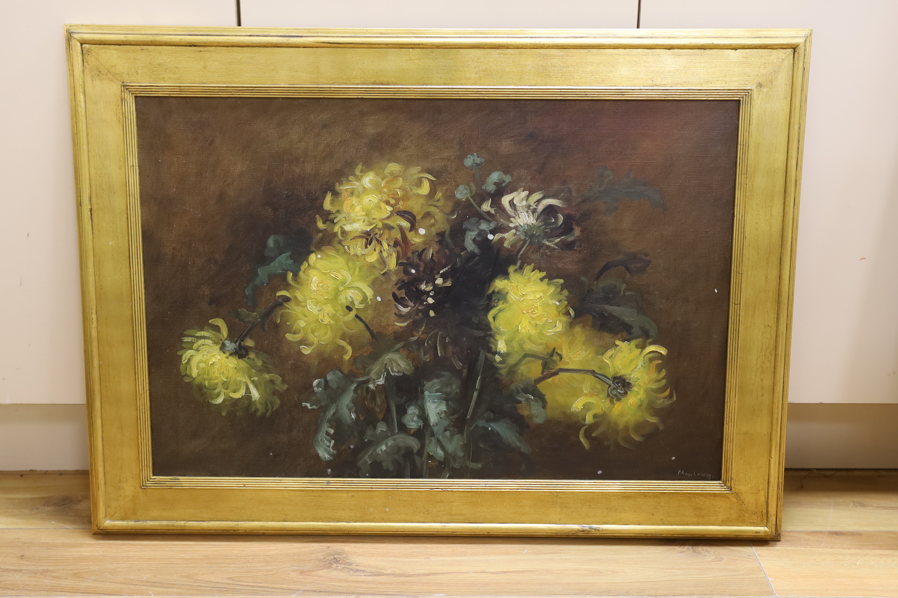 May Long, oil on canvas, Still life of flowers, signed, 50 x 75cm